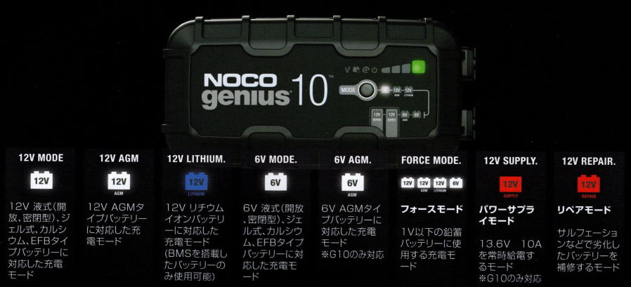 NOCO （ノコ）Genius10 / G10JP ジーニーアス10 バッテリーチャージャー