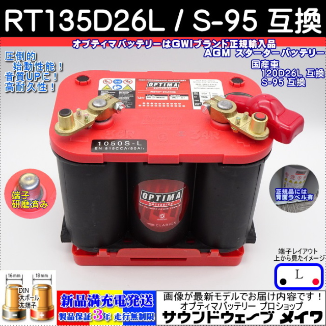 オプティマレッドトップ　RT135D26L / S-95互換 1050S-L 国産車取付キット付き 真鍮タイプ